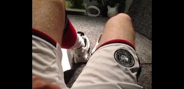  Footballer jerking in DFB (Germany) Soccer outfit, Nike Shox, Airmax